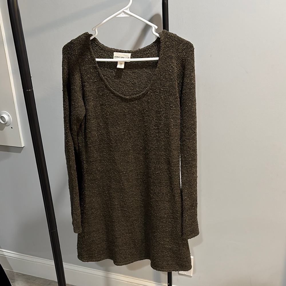 Indigo Luna Brown Knit Sweater Dress